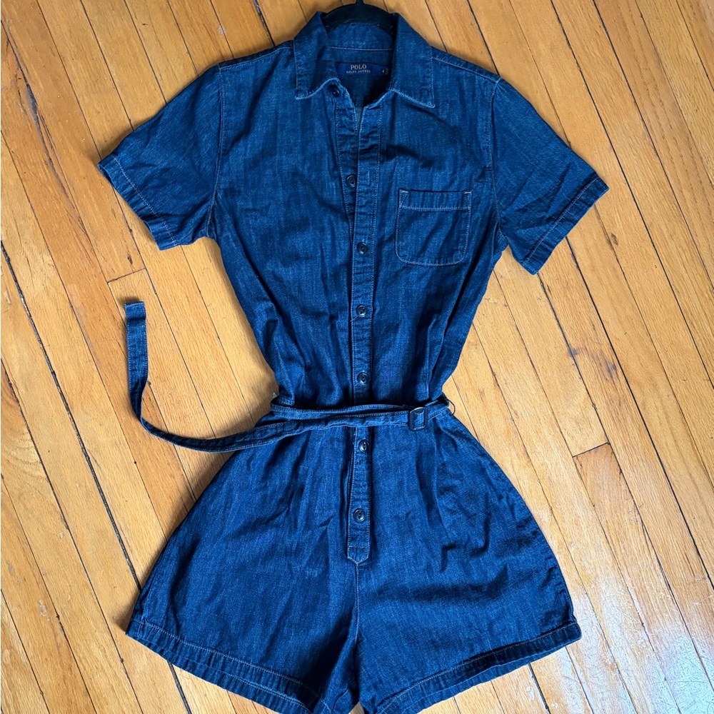 RALPH LAUREN Dark Denim Romper